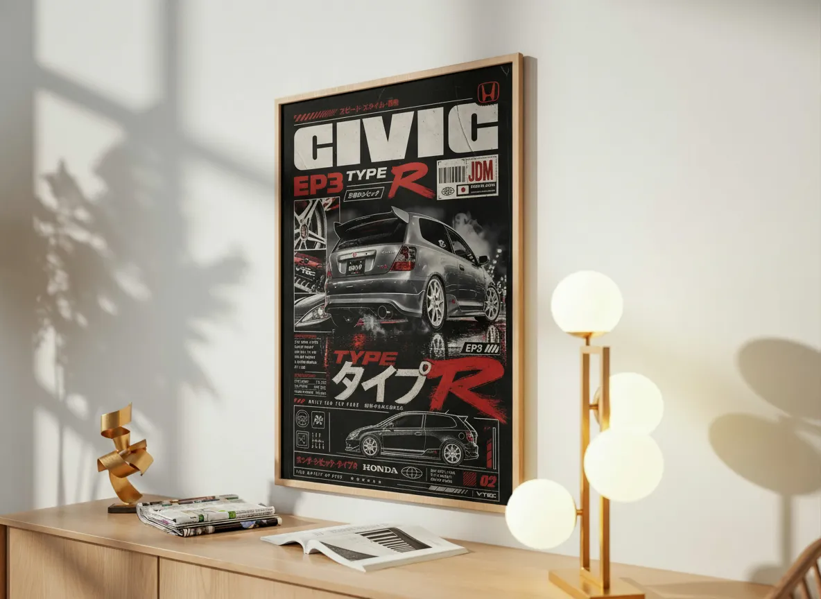 Honda Civic EP3 Type R poster in a room