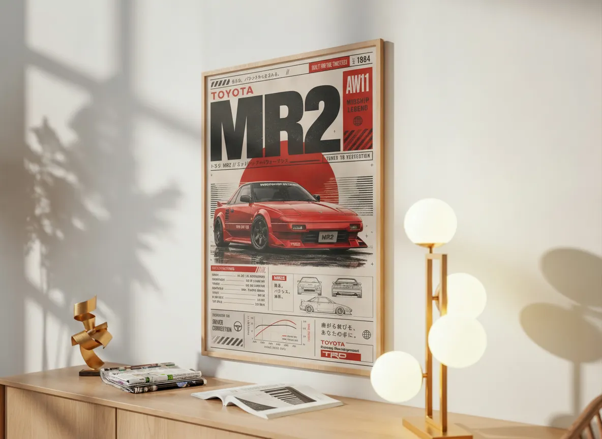 Toyota MR2 poster in a room